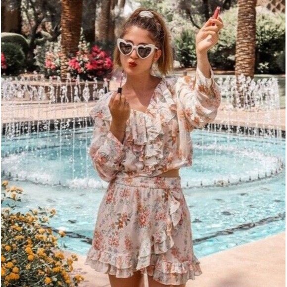 Zara Dresses & Skirts - Zara Skirt Floral Print Ruffle Mini Pull On Elastic Blogger Fave